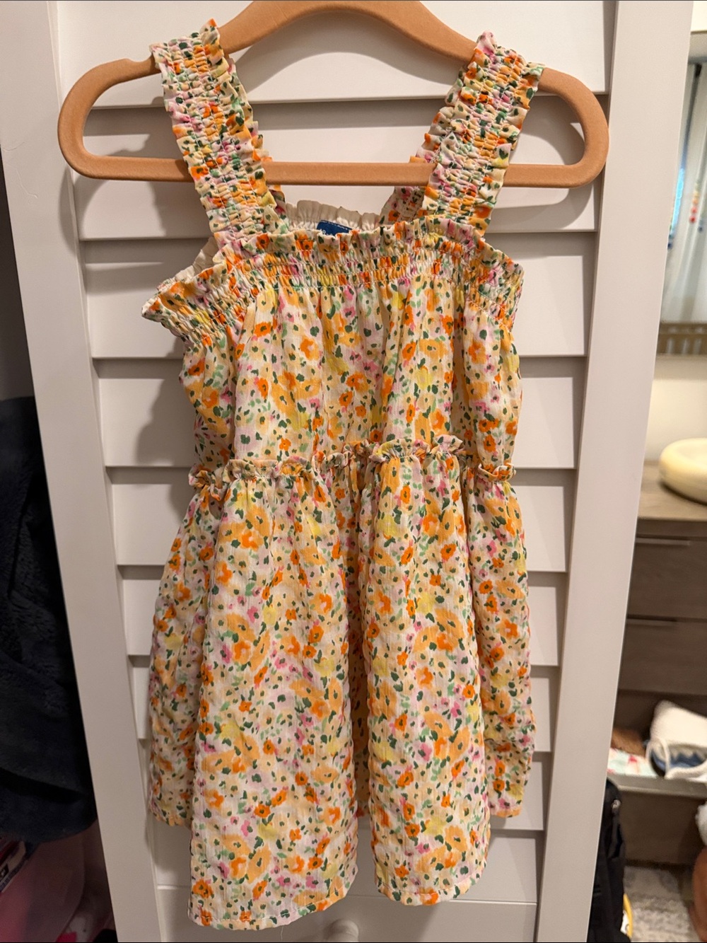 Old Navy Yellow Floral Smocked Sundress